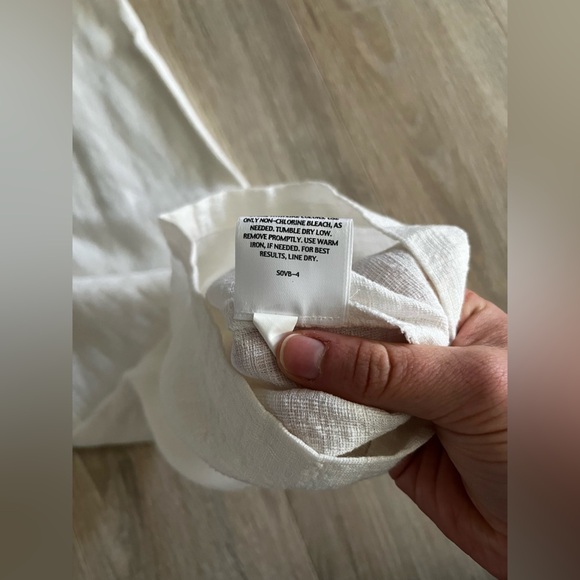 Eileen Fisher White Crop Wide Leg Linen Blend Ripple Pants - Size Small Petite - Picture 6 of 7